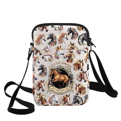 G2TUP Funny Horse Crossbody Bag Horse Lover Gift Live Like Someone Left The Gate Open Horses Shoulder Bag Animal Themed Merch