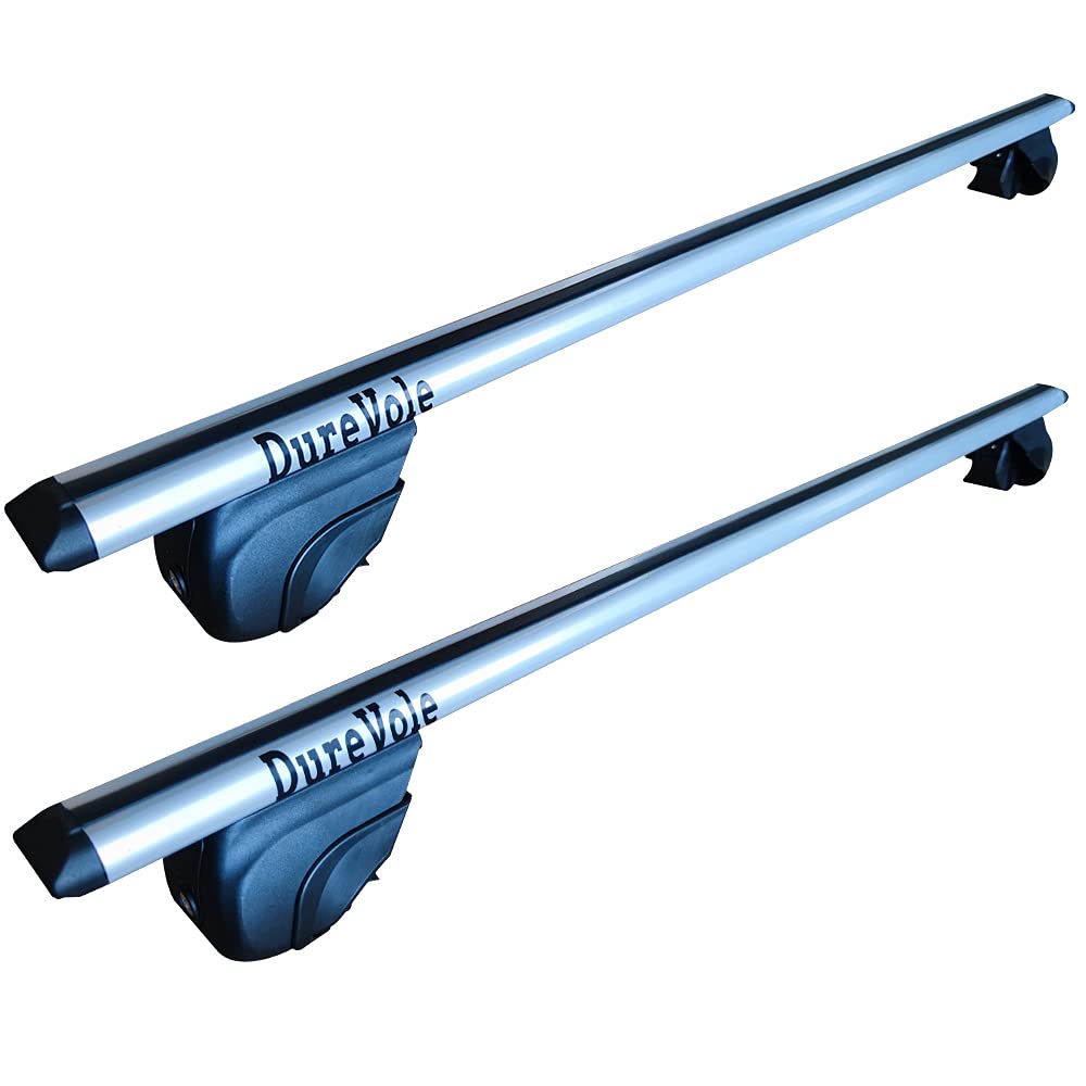 Adjustable Universal Roof Rack Crossbars by DureVole, 2-Piece 54'' 135cm Aluminum Roof Rack Cross Bars Raised Side Rail Gap Needed - Mounts to The Rooftop of Your Car or SUV,Black/Sliver (Silver)