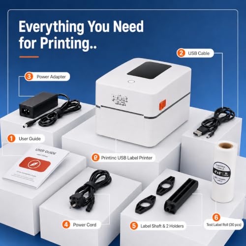 Image of PrintInc Mark 1 Max - 4x6 Thermal Shipping Label Printer | USB | 152mm /s High-Speed | for Amazon, Meesho, Shopify Sellers | No Ink Required | 1 Year Warranty