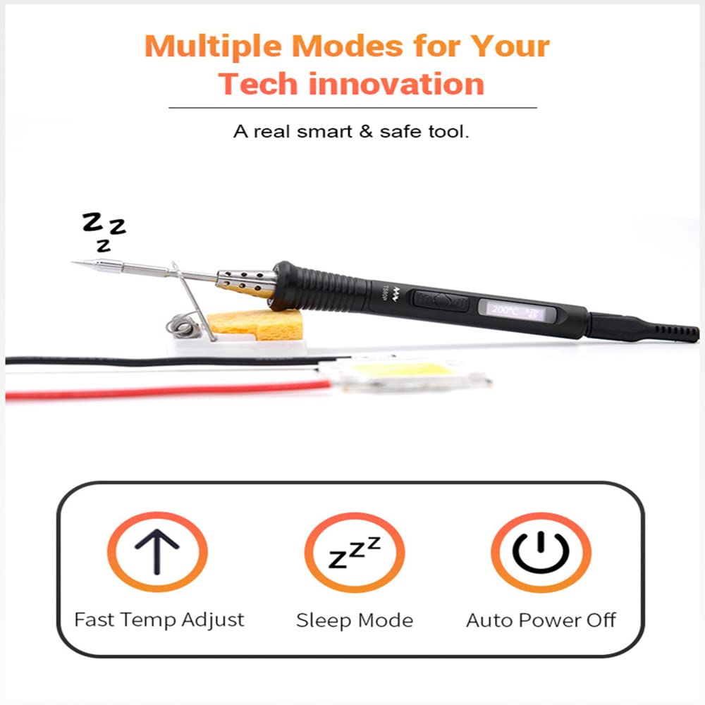 TOOLSAVING TS80P – Fer à Souder Portable USB-C Intelligent 30W OLED Programmable, Chauffage Ultra-Rapide 8s, Pointe B02 Incluse