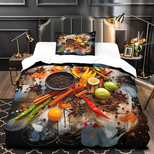 Funda nórdica 3D de ingredientes alimentarios y microfibra suave para cama single 135x200cm 4