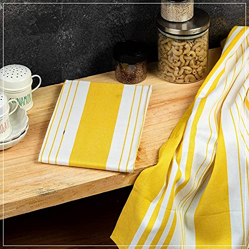 Candy Cottons Set Of 6 Kitchen Dish Towels, 100% Cotton Kitchen Towels, With Hanging Loop, Dishcloth Sets For Washing & Drying Dishes, Tea Towels & Hand Towels 18X28, Modern Style, Yellow #TOP2