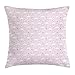 ABAKUHAUS Ballerina Federa Fodera Cuscino, Ballerina Corona, Copricuscino Quadrato Decorativo, 50 cm x 50 cm, Baby Pink Bianco Grigio