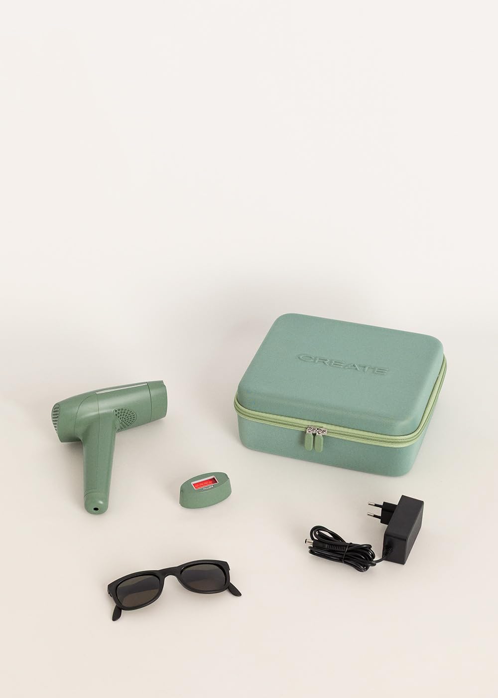 CREATE/SILK SKIN IPL/Depiladora de luz pulsada con lámpara de cuarzo verde sage/Dos cabezales, 5 niveles de potencia, área de emisión de 4 cm², 2J de energía por pulso, 36W