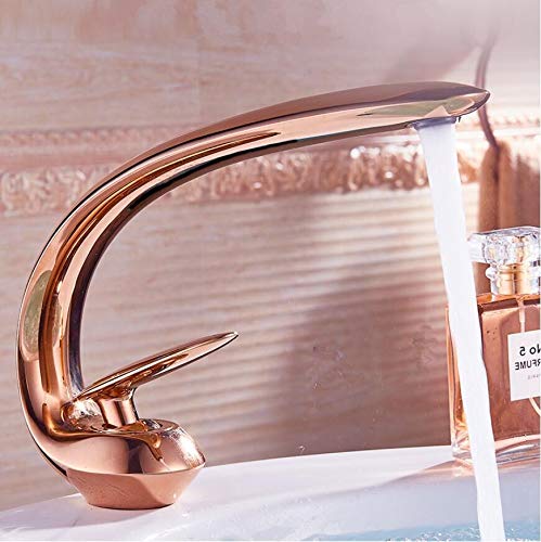 Robinet de salle de bain rose gold mitigeur de lavabo rotatif pour rénovation moderne