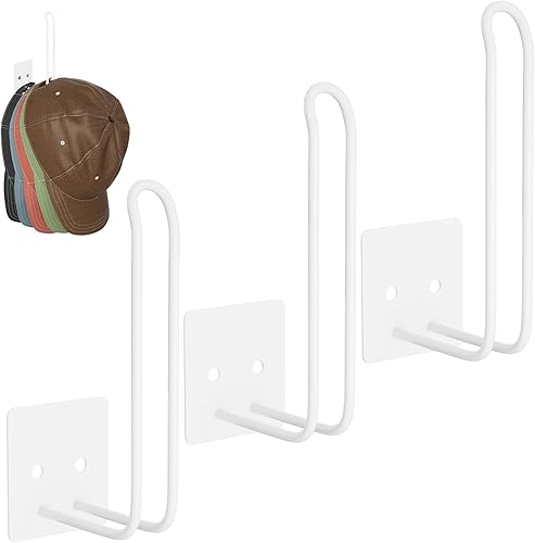 HzTinT Paquete de 3 percheros antioxidantes, organizador de sombreros para gorras de béisbol, adhesivo sin perforaciónsoporte para sombreros de