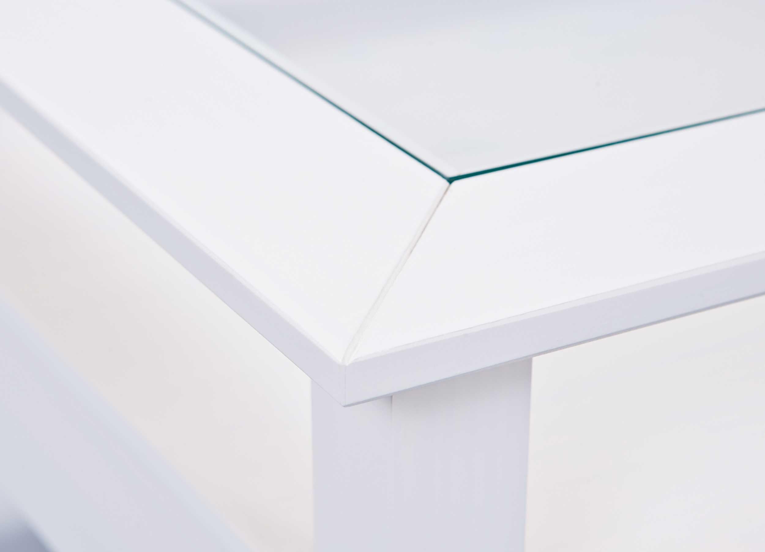 Inter Link - Couchtisch - Massivholztisch - Wohnzimmertisch - Sofatisch - Kiefer Massiv - mit Glasplatte - 1 weiß gebeizte Schubladen - 115 x 60 x 45 cm - Provence 1