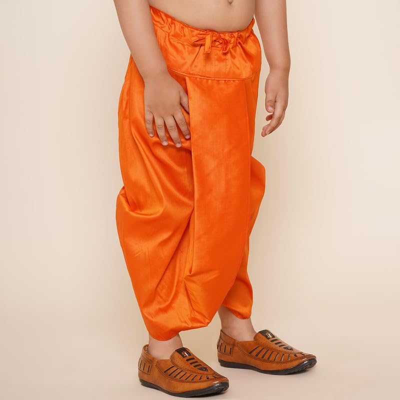 SETHUKRISHNA Boys Readymade Colour Dhotipant (06-07 Years, BD230607) Orange - Image 3 thumbnail