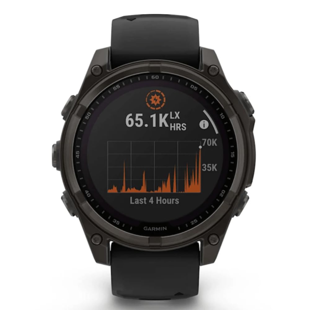 GARMIN Fenix 8-47 MM, Solare, Sapphire Grigio Carbonio DLC Titanio CON NERO/Grigio ghiaia Silicone