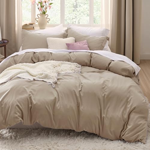 Bedsure Light Brown Duvet Cover King Size - 3 Pieces...