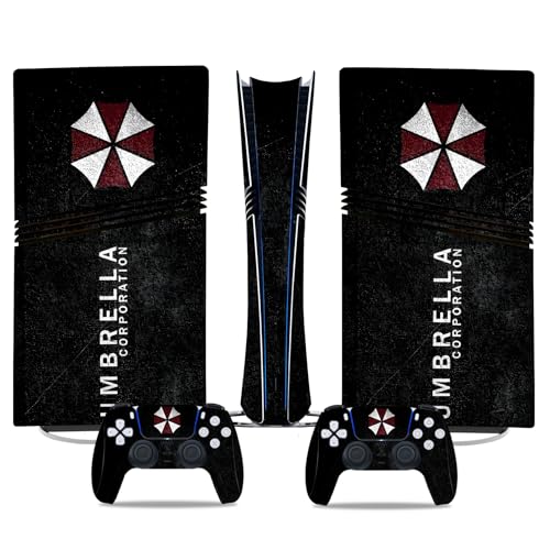 Skin PS5 Pro Resident Evil Umbrella : kit MaD Vision de stickers mats pour console et 2 manettes