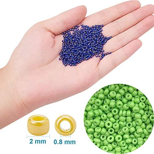 EuTengHao 14400pcs Glass Seed Beads Small Craft Beads for DIY Bracelet Necklaces Crafting Jewelry Making Supplies with Two 0.5mm Clear Bracelet String (600Pcs Per Color, 24 Colors)