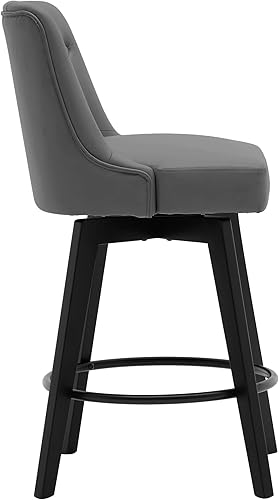Miniatura 5 de MINCETA Taburetes de bar, 30" 360 libre giratorio tapizado taburete de bar con parte trasera de poliuretano en gris oscuro