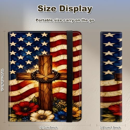 Image of Photo Album 4x6 120 Photos with Strong Elastic Band, Stained Glass Flag | Large Capacity Premium Leather Picture Album, Portable Wallet Albums Photo Book for Family Anniversaries Wedding Baby