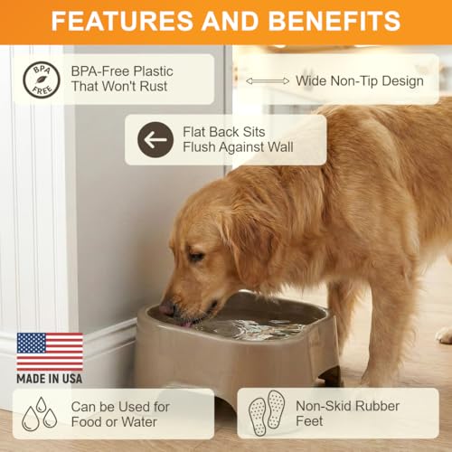 Image of Neater Pet Brands Extra Large Water Bowl for Dogs, Outdoor Dog Water Bowl (2.25 Gallon XL Capacity), Big Trough Style Food Dish for Indoors or Outside, No Spill Large Dog Bowls, Champagne