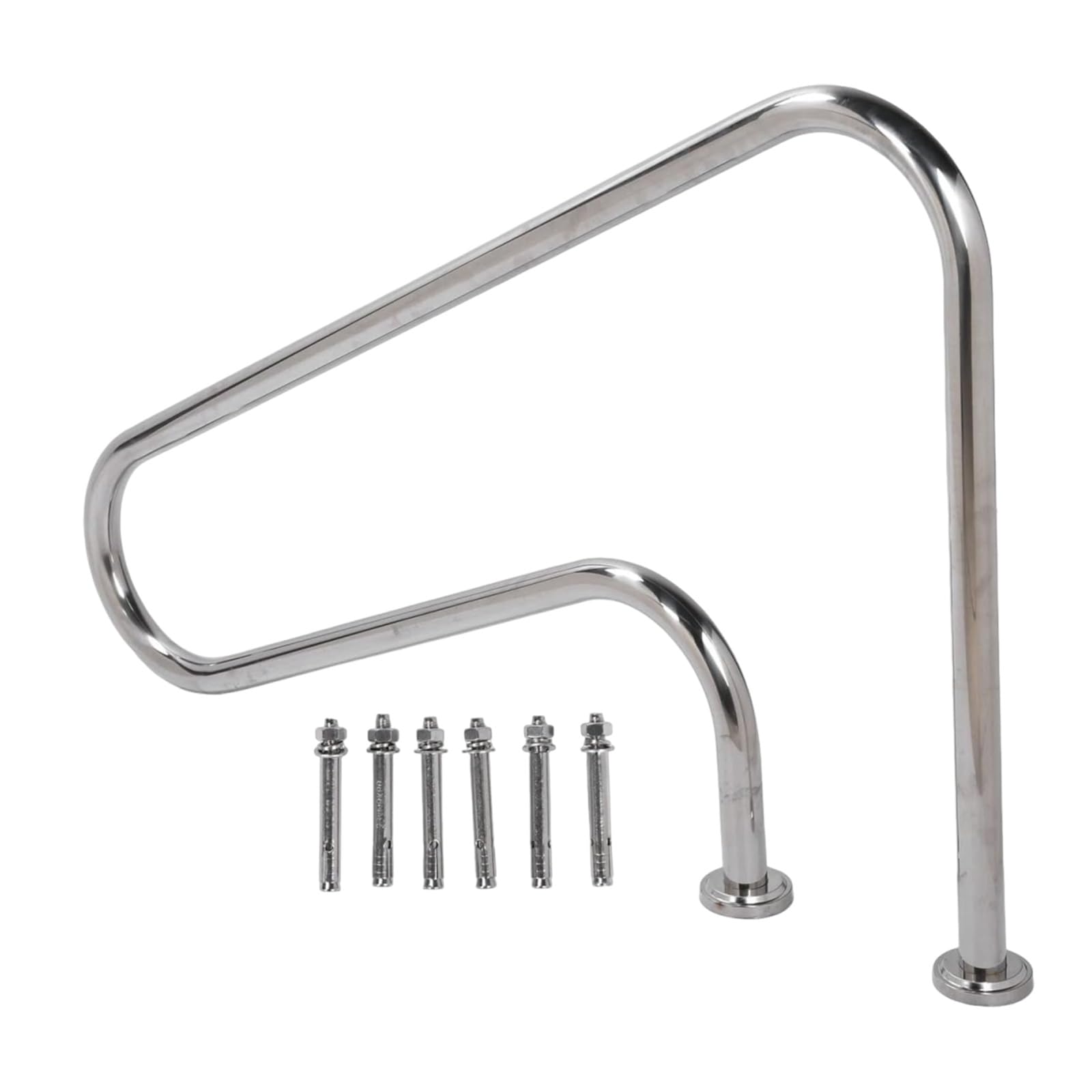 Rampe de Piscine en Inox 304 Résistant à la erosion, Main Courante Robuste Fini Poli Miroir, Barre de Sécurité Longue Durée pour Extérieur(Type D)