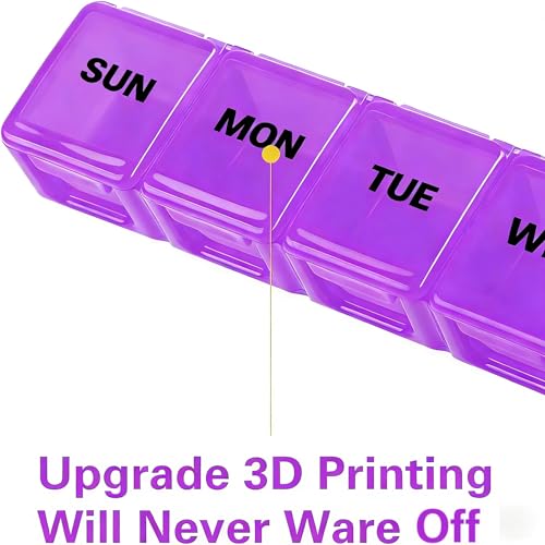 Image of BUG HULL Weekly Pill Organizer Large 2 Packs, Extra Large Travel Pill Organizers, Pill Box 7 Day, Travel Pill Case, Medicine Pill Organizer for Vitamins, Supplements and Medication (White+Purple)