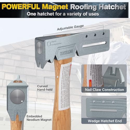 image for Kathleno Magnetic Roofing Hatchet with Nail Claw & Sliding Gauge – D