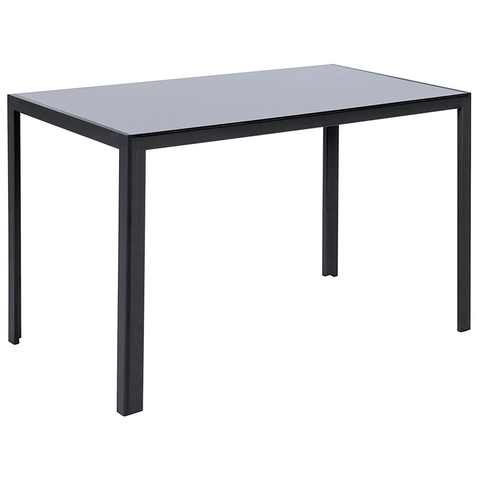 Warmiehomy Rectangular Glass Dining Table for 4-6 Glass Tabletop and Metal Legs for Kitchen Dining Living Room Writing Table Desk, Black, 120X80X75CM