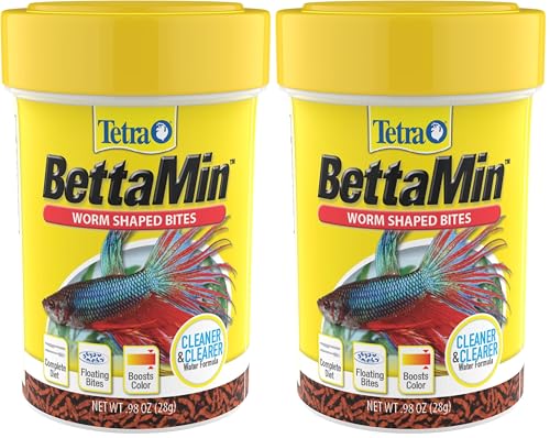 Image of Tetra BettaMin Worm Shaped Bites 0.98 Ounce, Complete Diet for Bettas (Pack of 2)