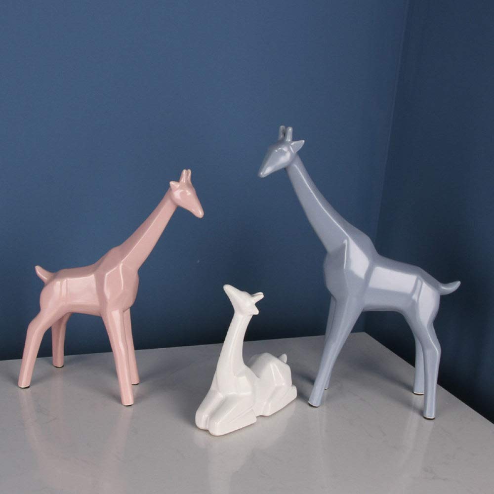 Statue de cerf en céramique : lot de 3 figurines pour étagère