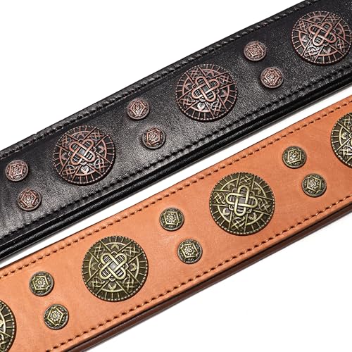Didog Hundehalsband aus echtem Leder, breit, weich, strapazierfähig, 5 cm breit, luxuriöses, langlebiges Hundehalsband für mittelgroße und große Hunde, Braun, L