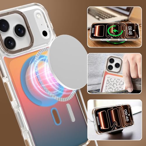 Image of Magnetic Case for iPhone 17 Pro Max [Compatible with Magsafe] [Cute Fashion Fluorescent Design] [1 Screen Protector] Slim Translucent Matte Case for iPhone 17 Pro Max 6.9 inch 2025, Desert
