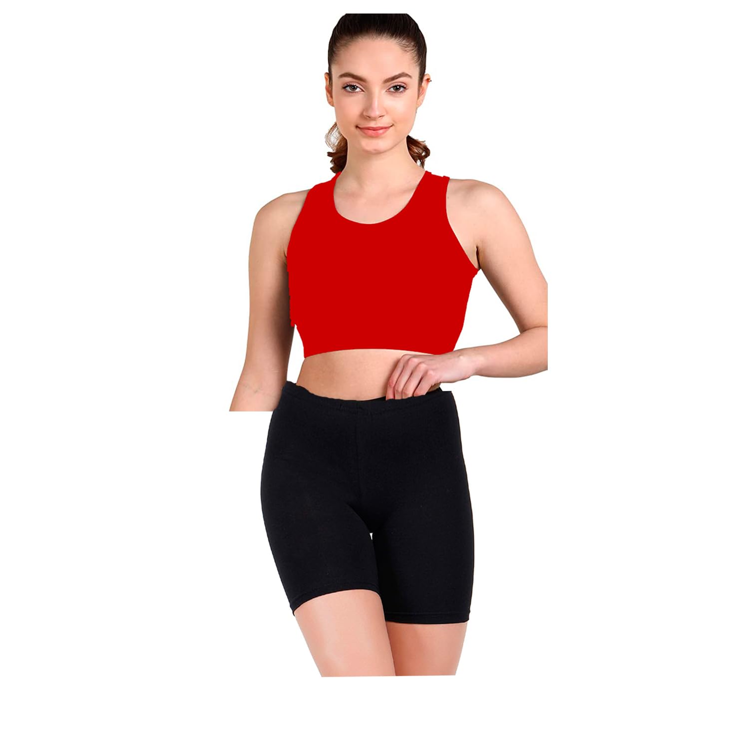 rzlecort Two Piece Sports Swim Wear/Swim Suit/Swimming Suit with Solid Black Top and Shorts for Women and Girls-picture-14