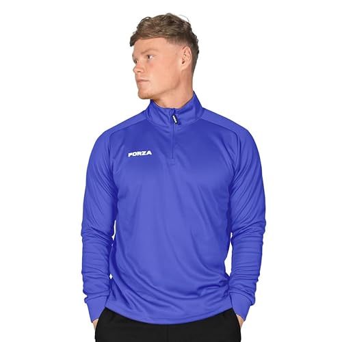 FORZA Men’s Tracksuit Jacket | Quarter Zip Sweatsuit Pullover – Mid Layer for Soccer Players, Runners & All Athletes (US, Alpha, Small, Regular, Regular, Royal Blue)