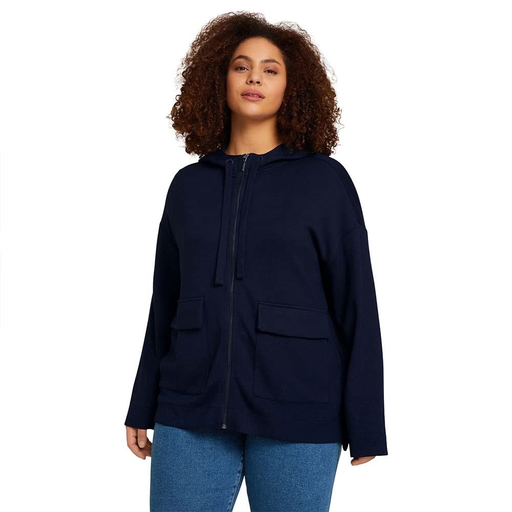 TOM TAILOR Damen Plussize Boxy Fit Sweatjacke mit Kapuze
