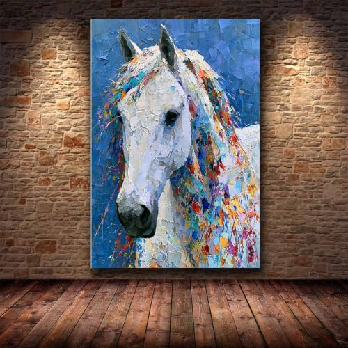 Toile de cheval pour mur vide : transformez votre bureau avec cette peinture multicolore - 4
