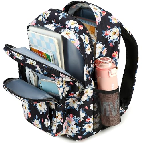 Image of abshoo Classical Basic Floral Womens School Backpack For College Teen Girls Water Resistant Bookbag (Floral Black A)