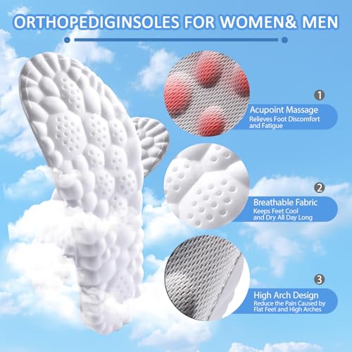 Image of 4D Cloud Insoles for Men and Women, Memory Foam Cloud Insoles Super Soft Anti-Fatigue, Shock Absorption, Relieve Foot Pain, (Gray, Men: US 15-15.5)