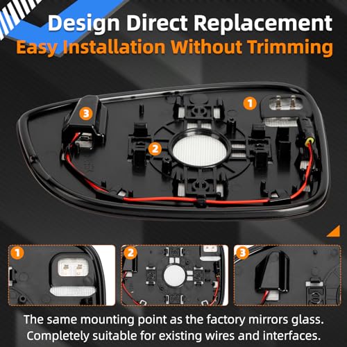 Image of Passenger Side Mirror Replacement for Honda Accord 2018 2019 2020 2021 2022 - View Mirrors Glass with Power Heated & Blind Spot Right Side Mirror Glass