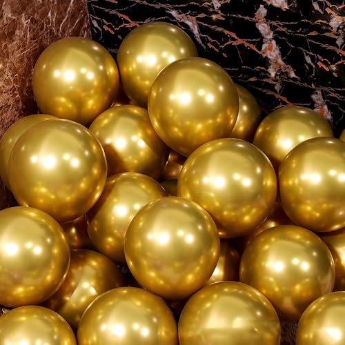 Image of 5 inch Metallic Gold Balloons, 100 pcs Thick Chrome Gold Latex Party Balloons (Metallic Gold)