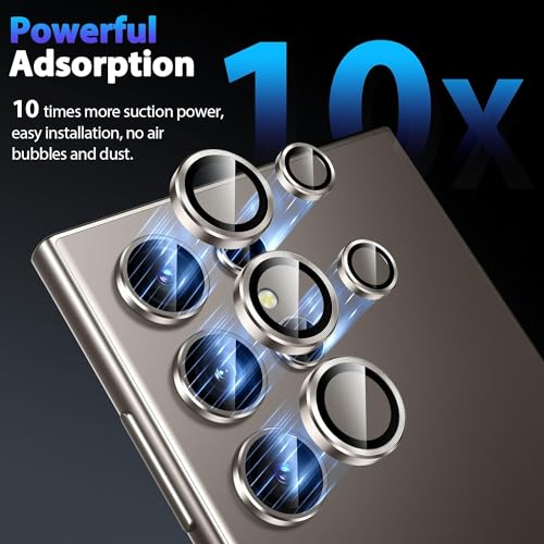 Image of Camera Lens Protector|for Galaxy S24 Ultra |Individual Lens Screen Protective| Scratch-Resistant | 9H Tempered Glass with Aluminum Alloy Ring | 1 Set /Titanium Grey