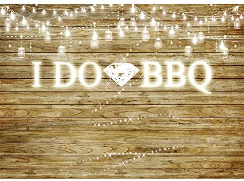 I Do BBQ Backdrops for Photography 7x5 Vinyl Background Rustic Wooden Floor Lighting Diamond Rings for Wedding Photocall Birthday Party Décor Photography Background Banner