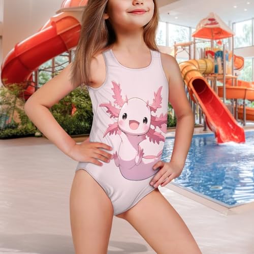 Image of Girls One Piece Swimsuits Axolotl Cross Back Swimwear Beach Summer Quick Dry Beach Bathing Suit