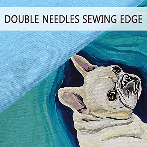 Hommomh Cute Dogs Bedding Duvet Cover Set Cartoon Fun Pet Pattern On Blue Background French Bulldog Print For Kids Boy Girl Teen, 1 Duvet Cover With 2 Pillowcases, Easy Care, King Size #TOP2