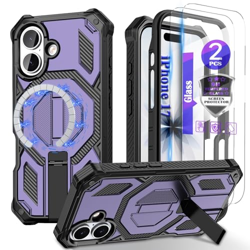 YmhxcY Magnetic for iPhone 17/18 Case with Kickstand-Purple