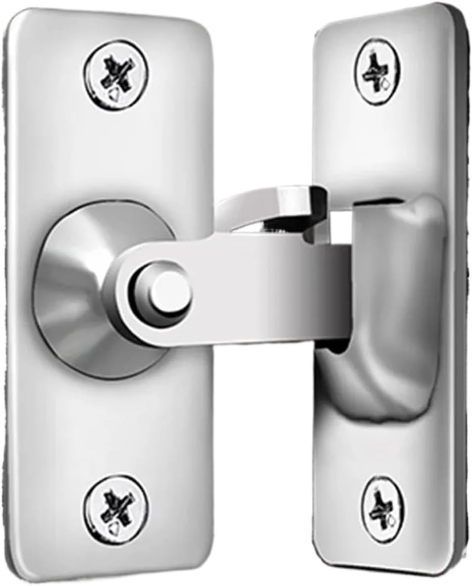 SBTRKT Door Lock 90 Degree Bolt, cast Stainless Steel Hook Latch, Window Cabinet Lock with Screw, Right Angle Sliding Door Lock (Color : Small)