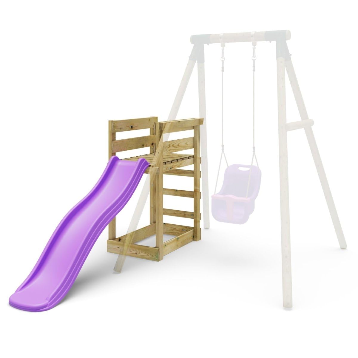 Rebo Add-On Wooden Platform and 6ft Slide For Rebo Wooden Swing Sets (SLIDE PURPLE)
