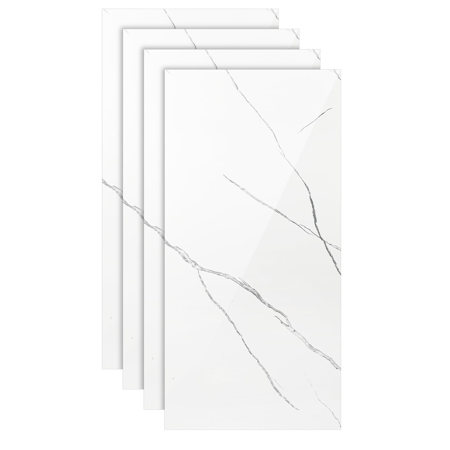 Pannelli da parete in PVC, effetto marmo, 120 x 60 cm, set da 4 pezzi, YB003 | Impermeabile, robusto e ritagliabile, non autoadesivo, per cucina, bagno, soggiorno e ufficio