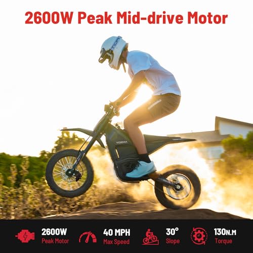 Image of IN10 Electric Dirt Bike, 2600W 40MPH Electric-Motorcycle with 48V /23AH Battery Ebike, Full Hydraulic Brakes and Suspensions Mountain Off-Road E Dirt Bike, for Teens & Adults (Black)