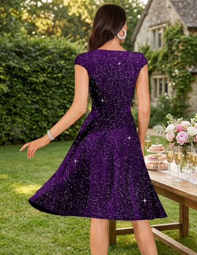 Image of DRESSTELLS Women's Cocktail Dresses, Formal Wedding Guest Modest Church Vintage Tea Party Midi Evening Dress