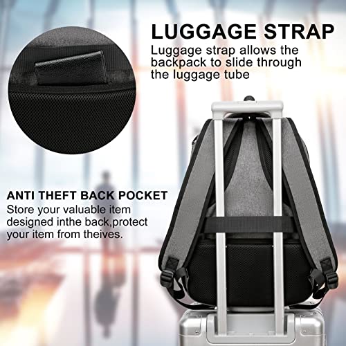 Image of School Backpack for College Students & Teens - 15.6 Inch Laptop Backpack with Anti Theft Port, Ergonomic Shoulder Straps, Water Resistant Travel Bookbag for Men, Women - Grey