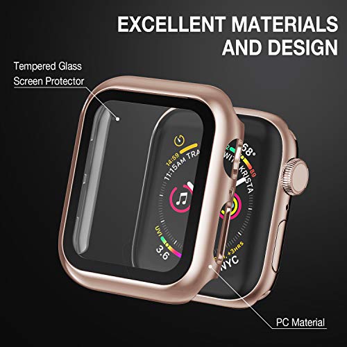 Image of Case Compatible with Apple Watch 40MM Series 6 /5 /4 /SE with Built-in Tempered Glass Screen Protector, All-Around Ultra-Thin Bumper Full Cover Hard PC Protective Case for iWatch