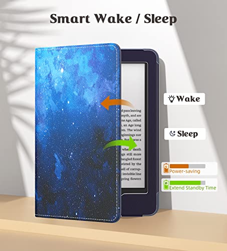 Image of MoKo Case for All-New 6 inch Kindle(11th Generation, 2024 /2022 Release) /(10th /8th Gen, 2019 /2016), Ultra Lightweight PU Shell Cover with Auto Wake /Sleep for Kindle 2024, Blue Starry Sky