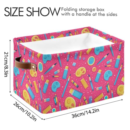 Image of Aslsiy Storage Basket Paintbrush Palette Pink (1) Nursery Bins Baby Canvas Box Clothes Shelf Basket Laundry Hampers 2 Pcs