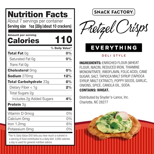 Image of Snack Factory Everything Pretzel Crisps, Non-GMO, 7.2 OZ Resealable Bag (Pack of 2)